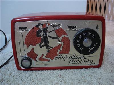 Rare Vintage Hopalong Cassidy Red Metal Radio